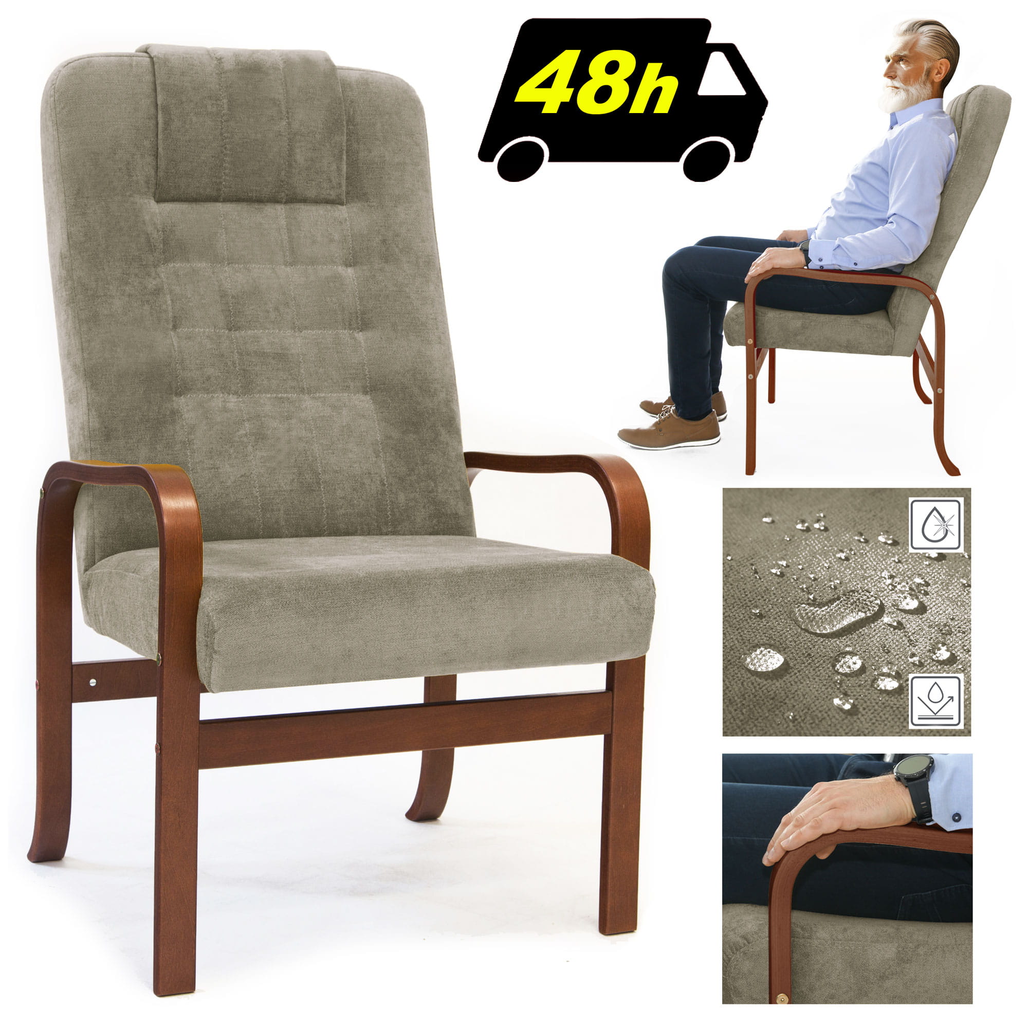 FOTEL DLA SENIORA Grande comfort - KAKAOWY - WYSYŁKA 48h - Fotel Finka do salonu