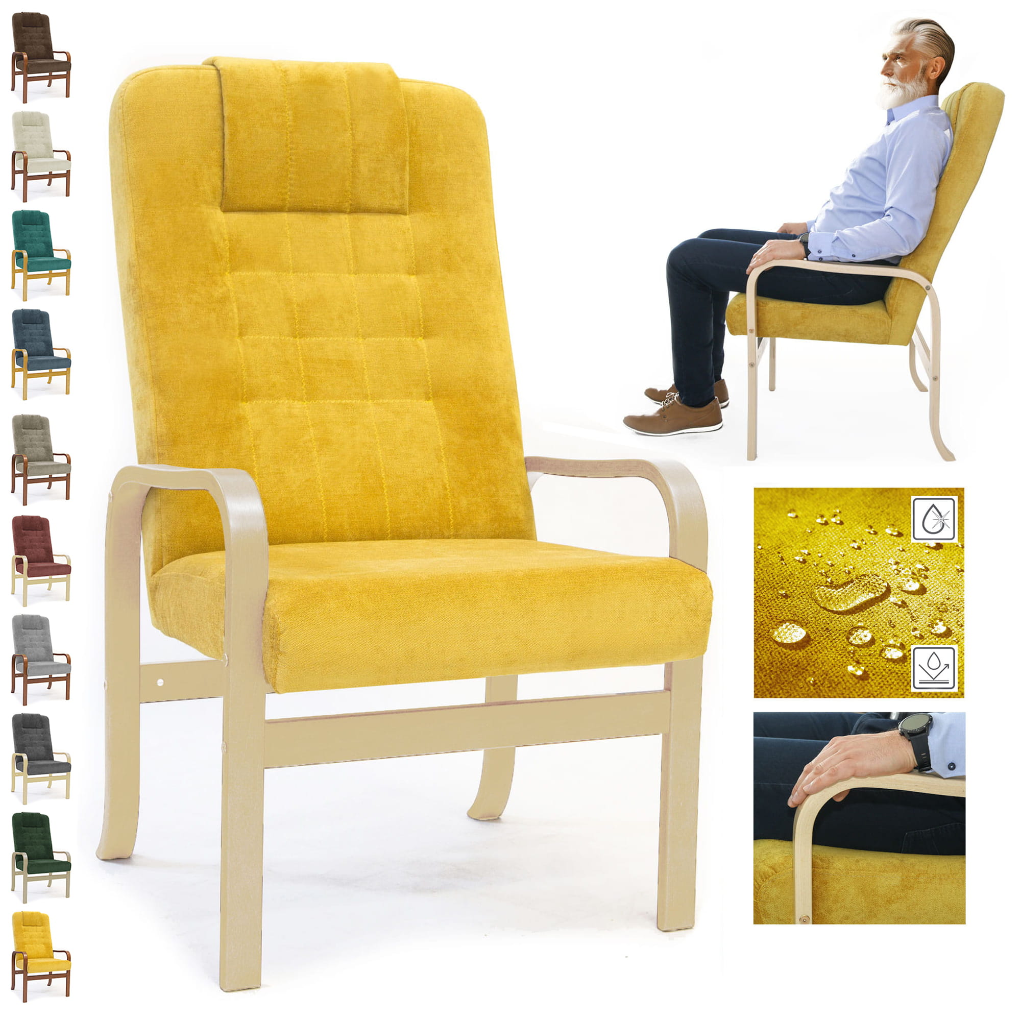 FOTEL DLA SENIORA Grande comfort - KOLOR DO WYBORU - fotel Finka do salonu