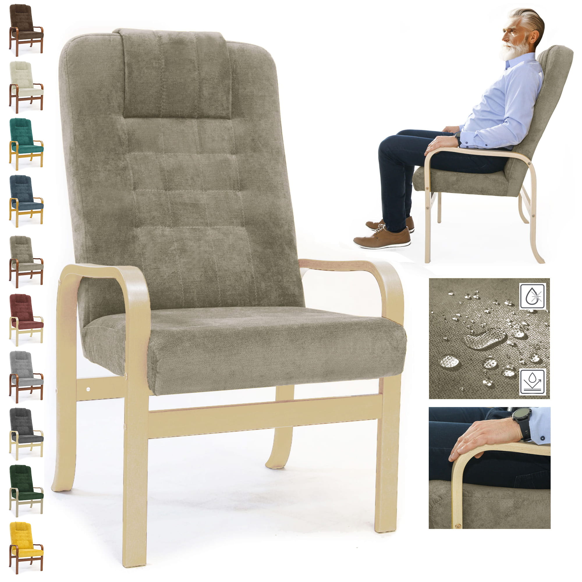FOTEL DLA SENIORA Grande comfort - KOLOR DO WYBORU - fotel Finka do salonu