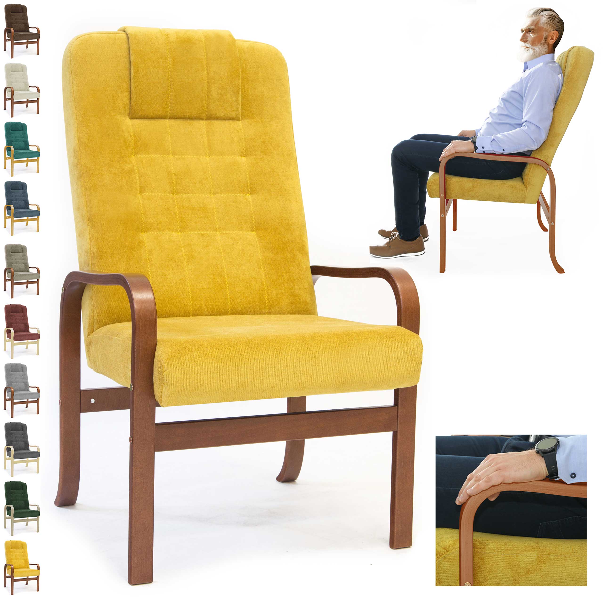 FOTEL DLA SENIORA Grande comfort - KOLOR DO WYBORU - fotel Finka do salonu